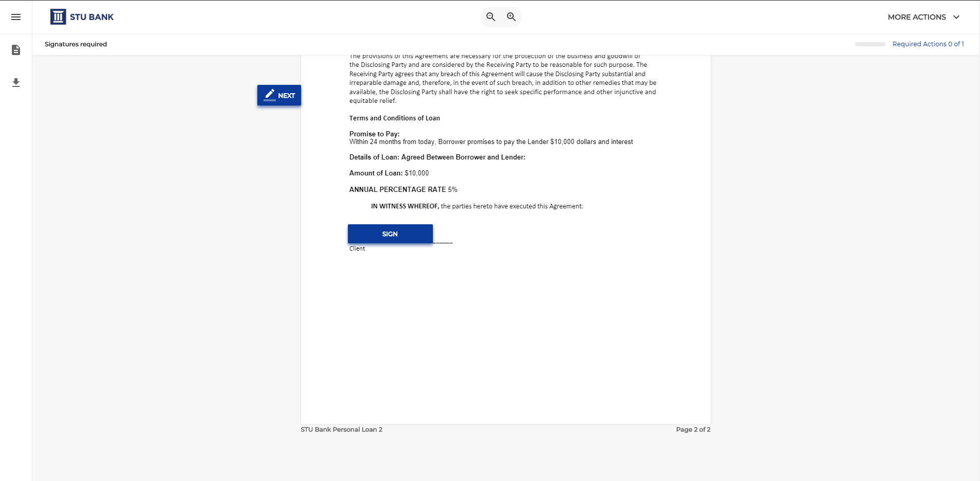 They click the “Sign” field to apply their signature.  